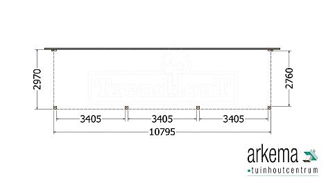 Aanbouwveranda Modena 10800x3000x2700mm (bxdxh)