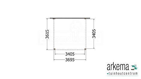 Aanbouwveranda Modena 3700x3650x2700mm (bxdxh)