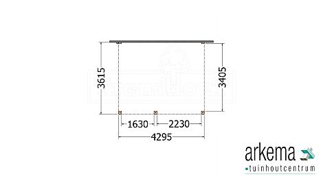 Aanbouwveranda Modena 4300x3650x2700mm (bxdxh) links