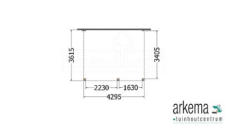 Aanbouwveranda Modena 4300x3650x2700mm (bxdxh) rechts