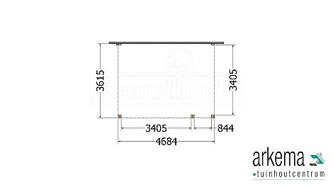 Aanbouwveranda Modena 4700x3650x2700mm (bxdxh) rechts