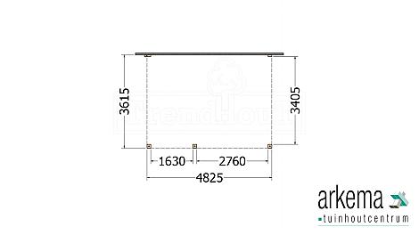 Aanbouwveranda Modena 4850x3650x2700mm (bxdxh) links