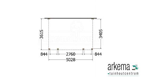 Aanbouwveranda Modena 5050x3650x2700mm (bxdxh)