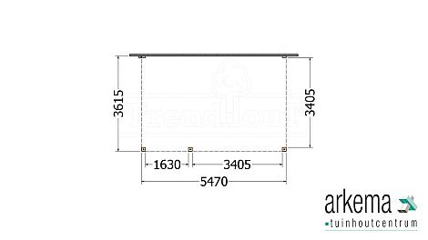 Aanbouwveranda Modena 5500x3650x2700mm (bxdxh) links