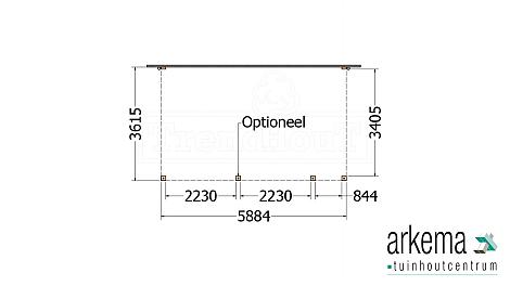 Aanbouwveranda Modena 5900x3650x2700mm (bxdxh) rechts