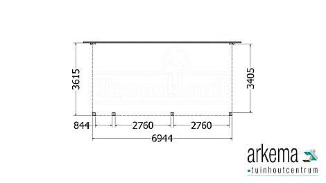 Aanbouwveranda Modena 6950x3650x2700mm (bxdxh) links