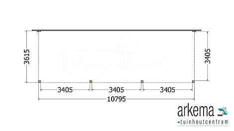 Aanbouwveranda Modena 10800x3650x2700mm (bxdxh)