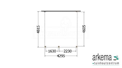 Aanbouwveranda Modena 4300x4850x2700mm (bxdxh) links