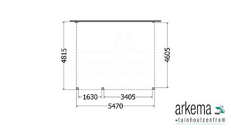 Aanbouwveranda Modena 5500x4850x2700mm (bxdxh) links