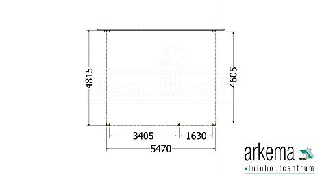 Aanbouwveranda Modena 5500x4850x2700mm (bxdxh) rechts