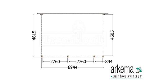 Aanbouwveranda Modena 6950x4850x2700mm (bxdxh) rechts