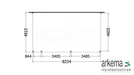 Aanbouwveranda Modena 8250x4850x2700mm (bxdxh) links