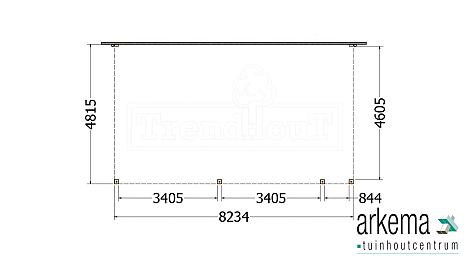 Aanbouwveranda Modena 8250x4850x2700mm (bxdxh) rechts