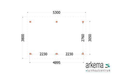 Buitenverblijf Zadeldak XL 5300x3800x3950mm (bxdxh)