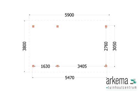 Buitenverblijf Zadeldak XL 5900x3800x3950mm (bxdxh)