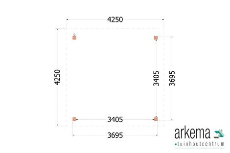 Buitenverblijf Florence 4250x4250x2600mm (bxdxh)