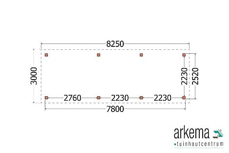 Buitenverblijf Siena 8250x3000x2500mm (bxdxh)