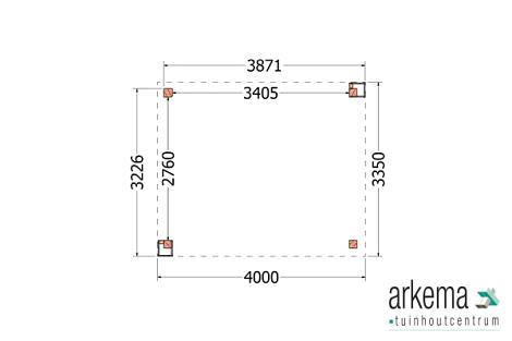 Buitenverblijf Verona model links 4000x3350x2500mm (bxdxh)