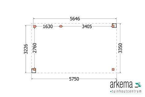 Buitenverblijf Verona model links 5750x3350x2500mm (bxdxh)