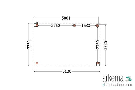 Buitenverblijf Verona model rechts 5100x3350x2500mm (bxdxh)