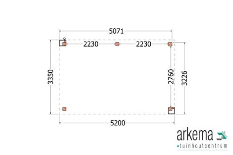 Buitenverblijf Verona model rechts 5200x3350x2500mm (bxdxh)