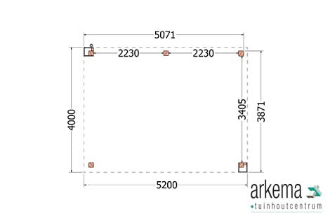 Buitenverblijf Verona model rechts 5200x4000x2500mm (bxdxh)