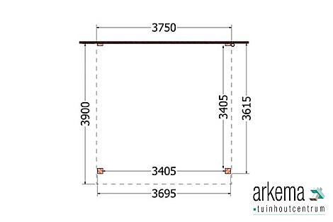 Aanbouwveranda Ancona 3750x3900x2600mm (bxdxh)