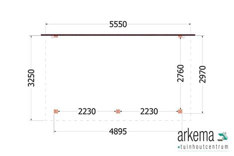 Aanbouwveranda Lucca 5550x3250x2600mm (bxdxh)