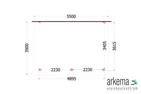 Aanbouwveranda Lucca 5550x3900x2600mm (bxdxh)