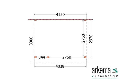 Aanbouwveranda Ancona 4150x3300x2600mm (bxdxh) links