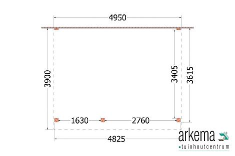 Aanbouwveranda Ancona 4150x3900x2600mm (bxdxh) rechts