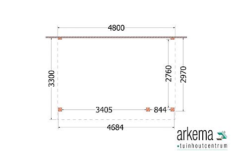 Aanbouwveranda Ancona 4800x3300x2600mm (bxdxh) rechts