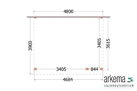 Aanbouwveranda Ancona 4800x3900x2600mm (bxdxh) rechts