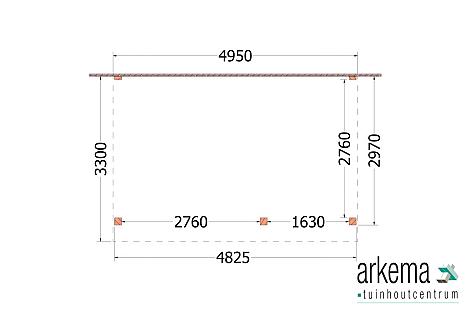 Aanbouwveranda Ancona 4950x3300x2600mm (bxdxh) rechts