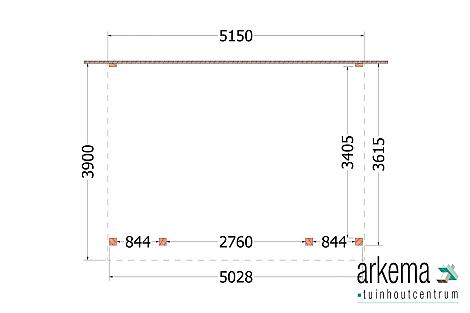 Aanbouwveranda Ancona 5150x3900x2600mm (bxdxh)