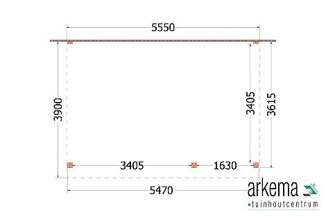 Aanbouwveranda Ancona 5550x3900x2600mm (bxdxh) rechts