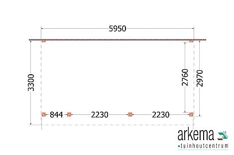 Aanbouwveranda Ancona 5950x3300x2600mm (bxdxh) links