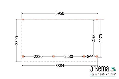 Aanbouwveranda Ancona 5950x3300x2600mm (bxdxh) rechts