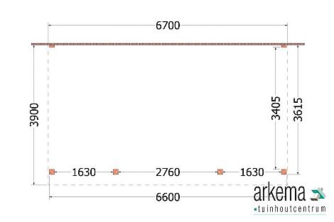 Aanbouwveranda Ancona 6700x3900x2600mm (bxdxh)