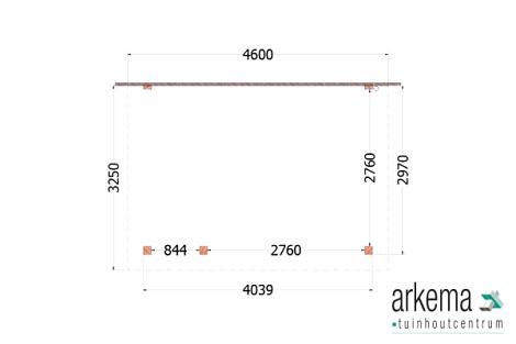 Aanbouwveranda Lucca 4600x3250x2600mm (bxdxh) links