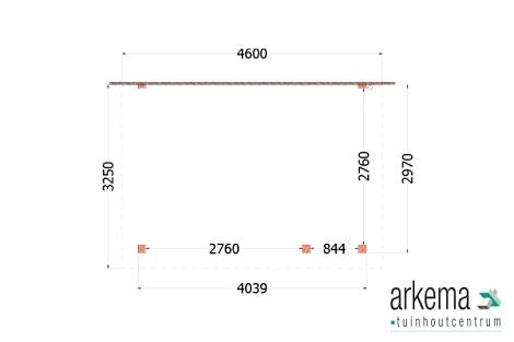 Aanbouwveranda Lucca 4600x3250x2600mm (bxdxh) rechts