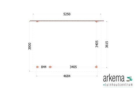 Aanbouwveranda Lucca 5250x3900x2600mm (bxdxh) links