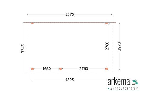 Aanbouwveranda Lucca 5400x3250x2600mm (bxdxh) links