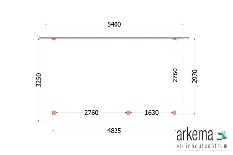 Aanbouwveranda Lucca 5400x3250x2600mm (bxdxh) rechts