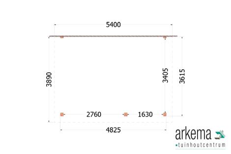 Aanbouwveranda Lucca 5400x3900x2600mm (bxdxh) rechts