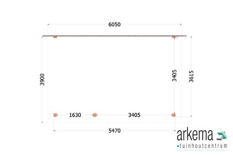 Aanbouwveranda Lucca 6050x3900x2600mm (bxdxh) links