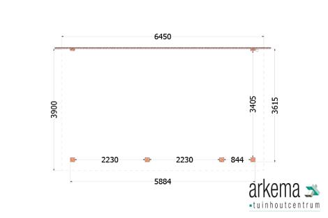 Aanbouwveranda Lucca 6450x3900x2600mm (bxdxh) rechts