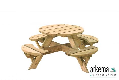 Kinderpicknicktafel rond Jimmy, doorsnede blad 63 cm, groen geïmpregneerd.