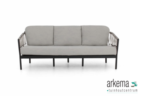 Menton sofa 194, base aluminium Black, bead Black, rope+Bee Wett cushion Silk