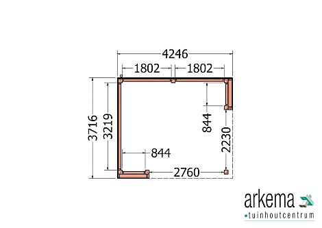 Buitenverblijf Capri 4250x3750x2550mm (bxdxh) model links alleen constructie